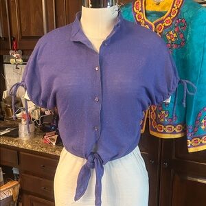 Vintage Sz S Spare Parts Women's Tie Waist Top GVC